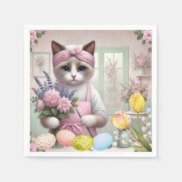 Katt från påsk med ägg pappersservett