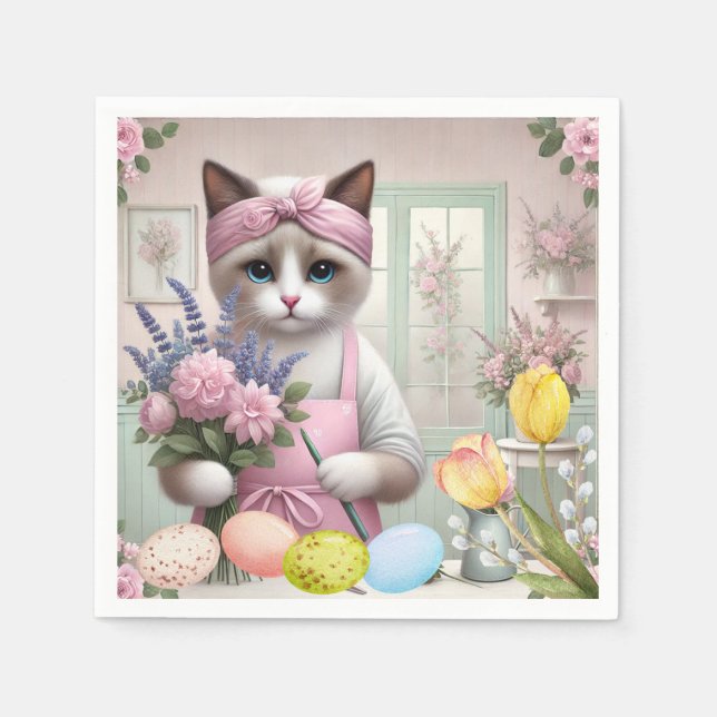 Katt från påsk med ägg pappersservett (Framsidan)