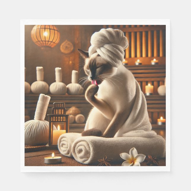 Katt från Siamese i Spa Pappersservett (Framsidan)