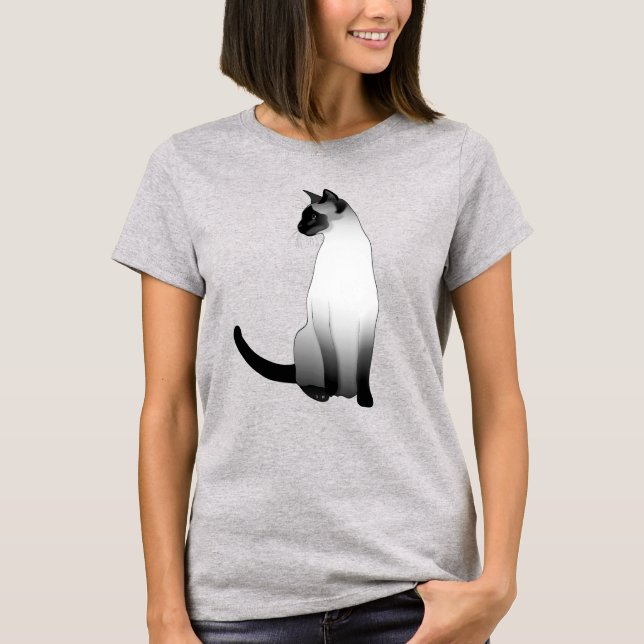 Katt från Siamese i svart, vitt och Grått / Grått T Shirt (Framsida)