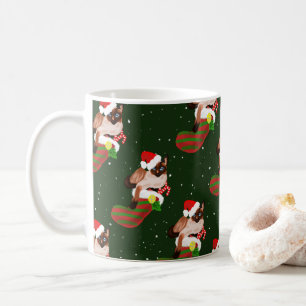 Katt från Siamese med strumpor och julhatt Kaffemugg