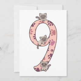 Katt från Siamese Ninnionde födelsedag - Katter in Inbjudningar