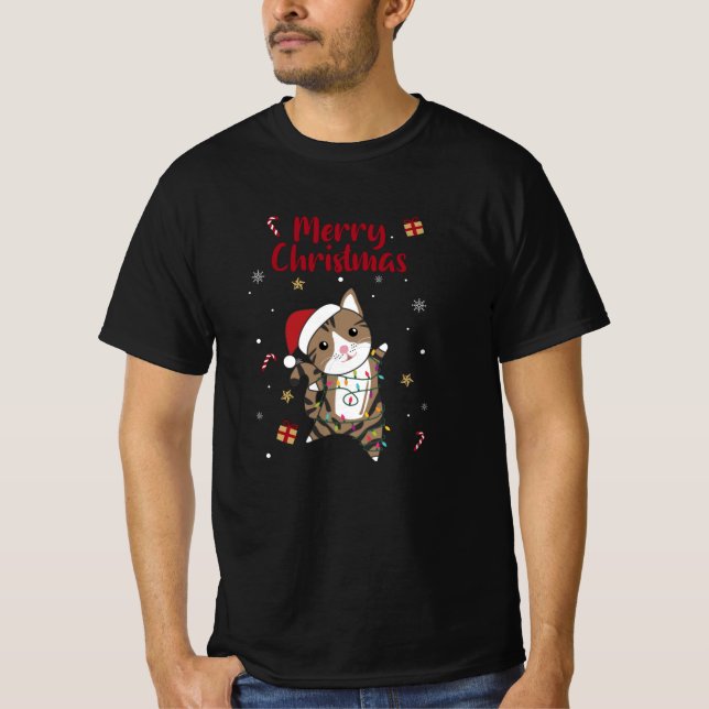 Katt från Snö-vinter vid jul T Shirt (Framsida)