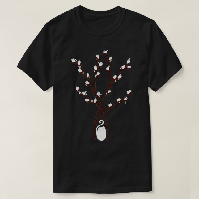 Katt från träd, blomkål, blommor träd t shirt (Design framsida)