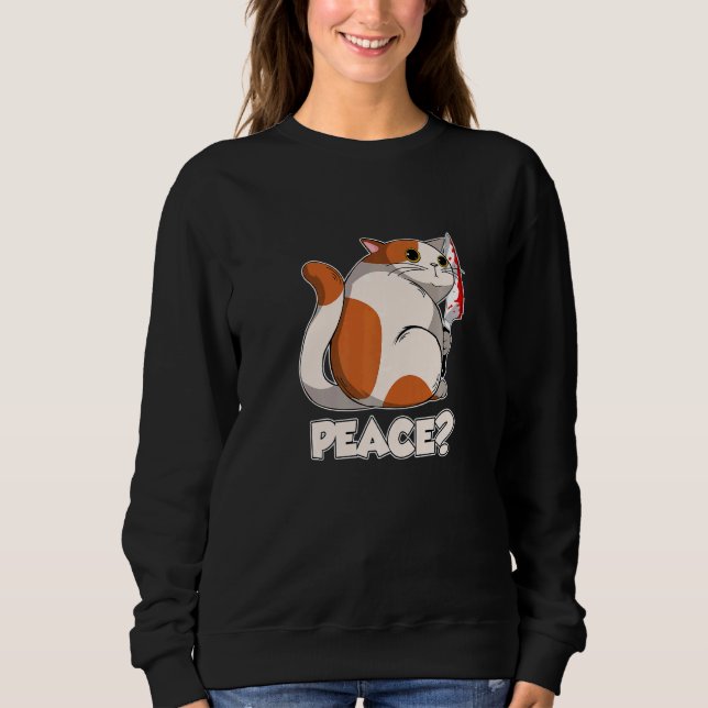 Katt Fred Mordisk Katt Med Kniv   T Shirt (Framsida)