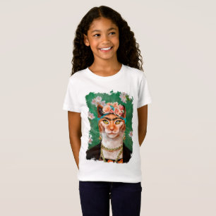 katt Frida med blommor T Shirt