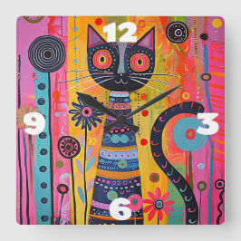Katt Fyrkantig Klocka