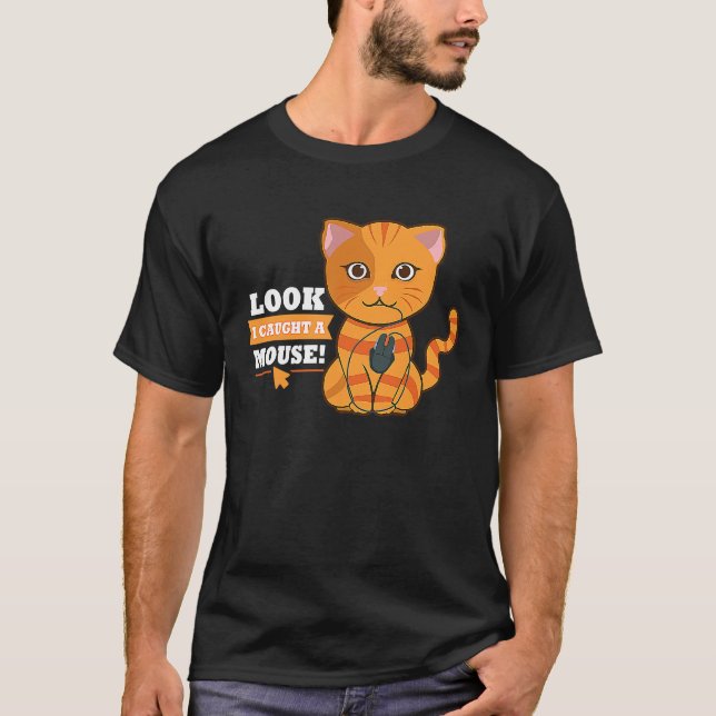 Katt Gamer Spelare Mus T Shirt (Framsida)