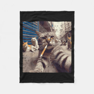 Katt Gangster Gatkatternas Selfie Roligt Meme Humo Fleecefilt