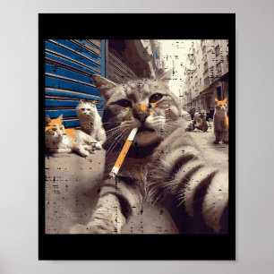 Katt Gangster Gatur Katter Selfie Roligt Meme Humo Poster