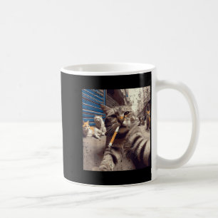 Katt Gangster Gaturatter Selfie Roligt Meme Humor Kaffemugg