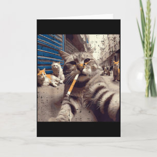 Katt Gangster Gaturatter Selfie Roligt Meme Humor Kort
