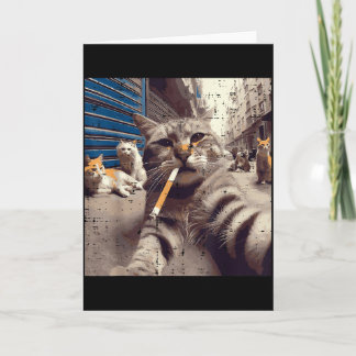 Katt Gangster Gaturatter Selfie Roligt Meme Humor  Kort