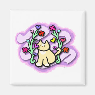 Katt Garden fylld med Kärlek och Färg Magnet