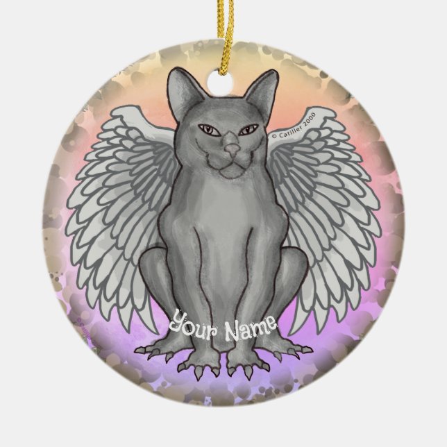 Katt Gargoyl prydnad Julgransprydnad Keramik (Framsidan)