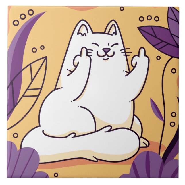 Katt ge finger kakelplatta (Framsidan)