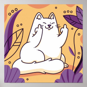 Katt ge finger poster