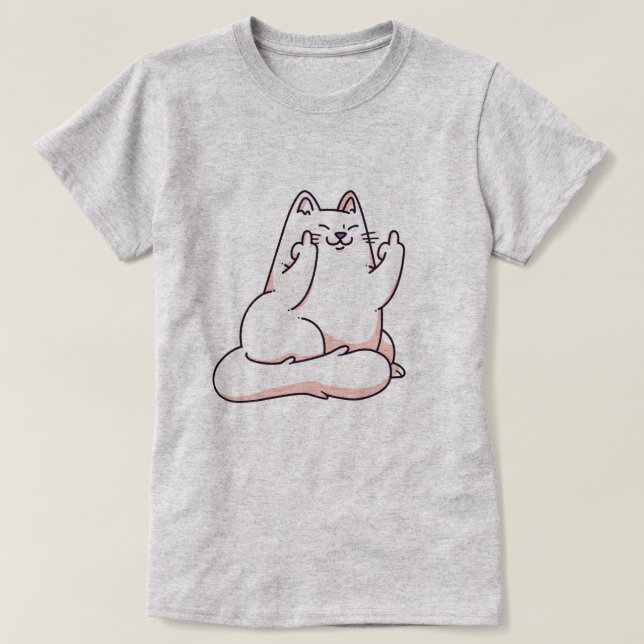 Katt Ge Finger T Shirt (Design framsida)
