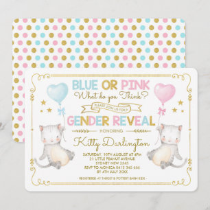 Katt Gender Reveal Kitten Baby Shower Boy eller Gi Inbjudningar