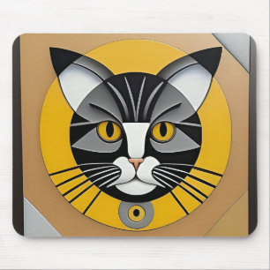 Katt geometrisk konstverk musmatta