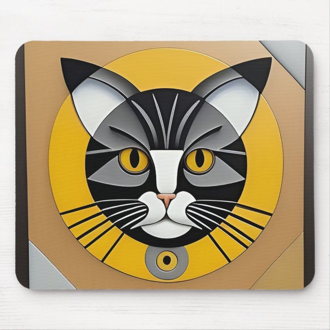 Katt geometrisk konstverk musmatta (Framsidan)