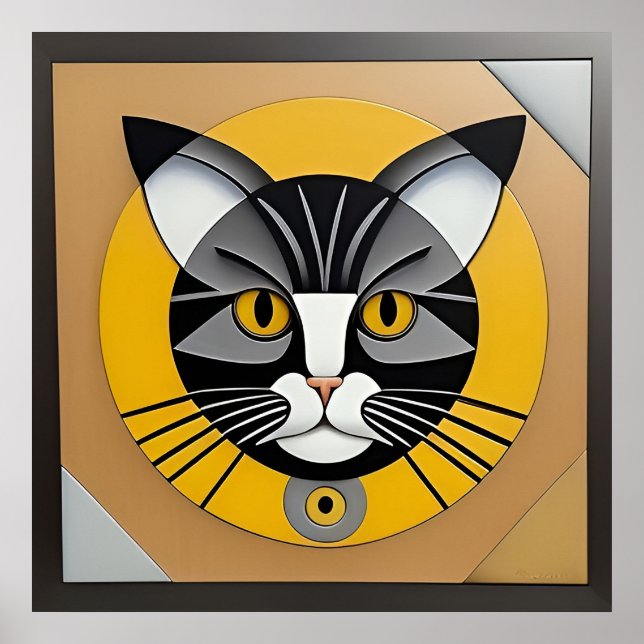 Katt geometrisk konstverk poster (Framsidan)