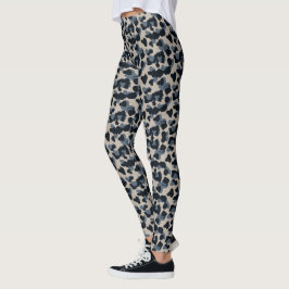 Katt Gepard Safari Kamouflage Pastell Grå Mönster Leggings