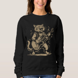 Katt Gitarrmusik Älskare Tecknad Djurdesign T Shirt