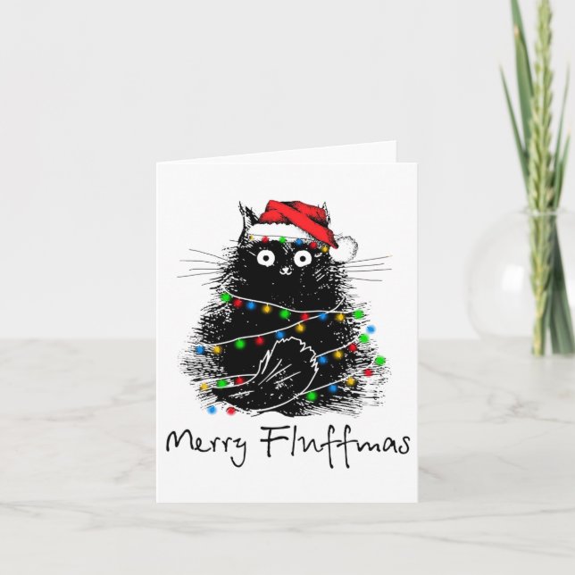 Katt Glad Fluffmas Katt Älskare Julpresent  Kort (Framsida)