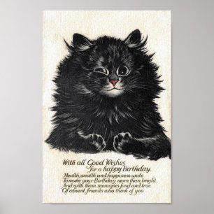 Katt Glad Födelsedagskort, Louis Wain Poster