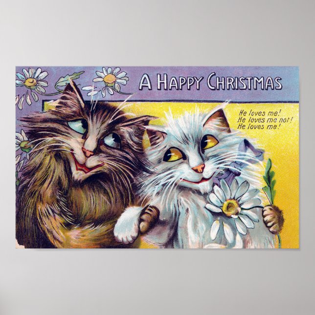 Katt Glad julkort, Louis Wain Poster (Framsidan)