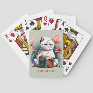 Katt Glasögon Läs Bok Namn Casinokort