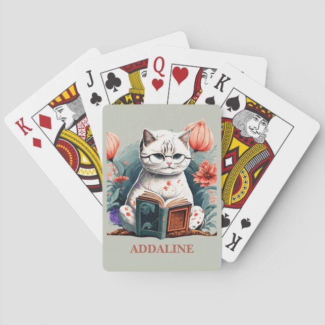 Katt Glasögon Läs Bok Namn  Casinokort (Baksidan)