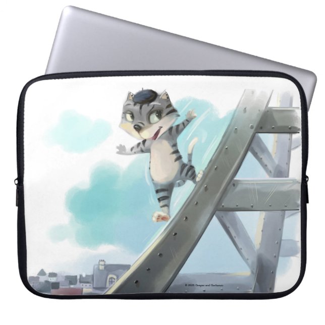Katt glider nedför Eiffeltornet – Paris Laptopfodr Laptop Fodral (Framsidan)