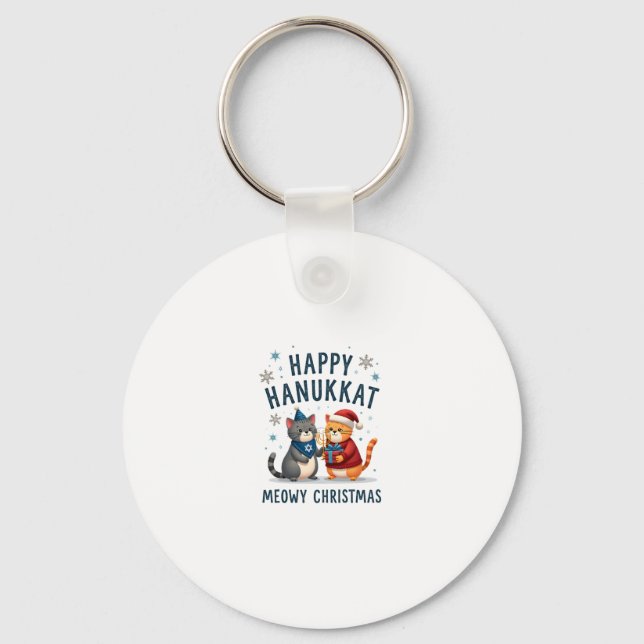 Katt God Jul Gott Hanukka Judisk Kristna Nyckelring (Framsida)
