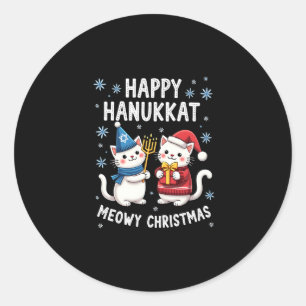 Katt God Jul Gott Hanukka Judisk Kristna Runt Klistermärke