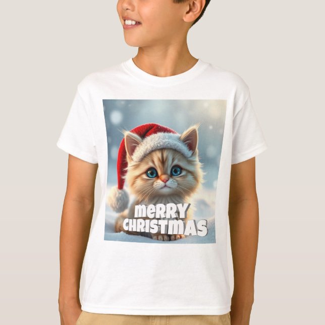 Katt God Jul T Shirt (Framsida)