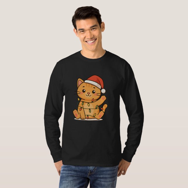 Katt God Jul Vinter Djur Katter Jul T Shirt (Hel framsida)