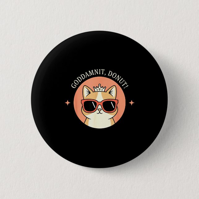 Katt - Godis, Munk! Sy Retro Katt Älskare Design  Knapp (Framsida)