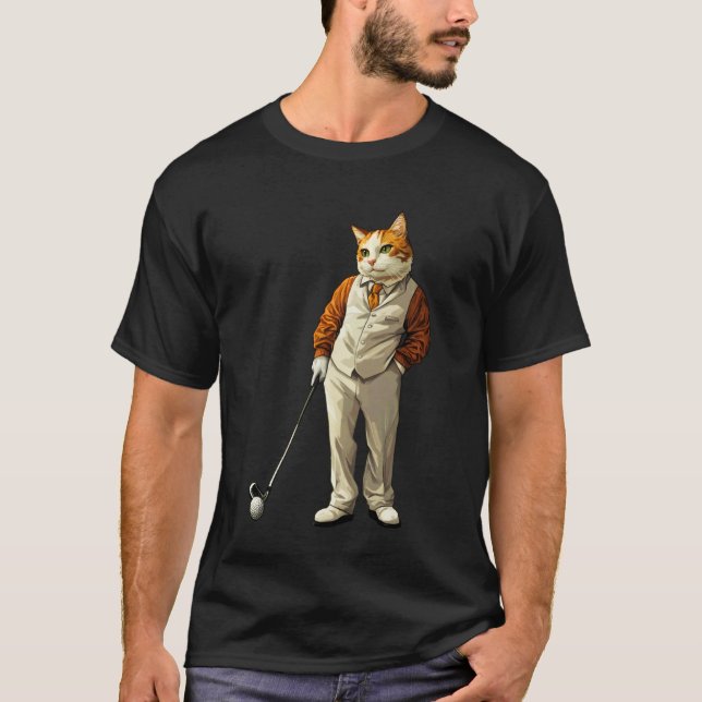 Katt Golfspelare T Shirt (Framsida)