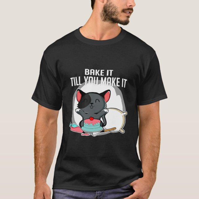 Katt Gör Bakning Kock Eller Bagare T Shirt (Framsida)