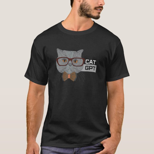 Katt GPT Arbetande Ai Katt Tee Geek Katt & Chat GP (Framsida)