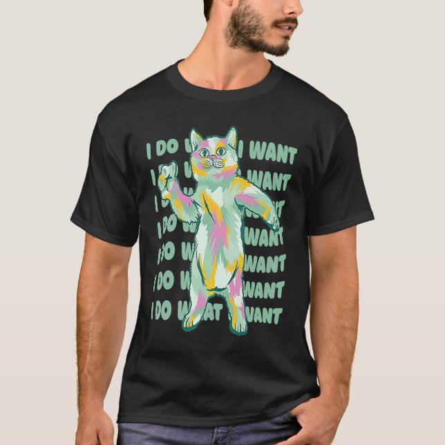 Katt-grafik med dansande katt och färgsprut t shirt (Framsida)