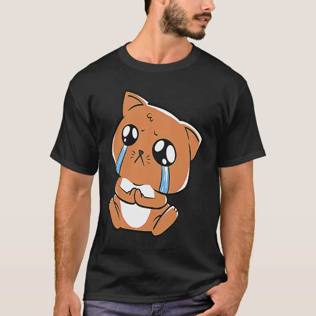 katt gråter sorgsen söt kattunge t shirt (Framsida)