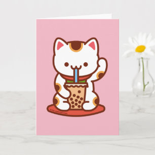 Katt gratulationskort: BOBA KIT-TEA MANEKI-NEKO Kort