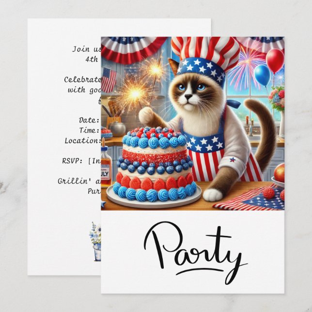 KATT Grillfest 4 juli självständighetsdag  Inbjudningar (Fram/baksida)