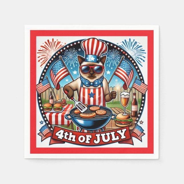 KATT Grillfest 4 juli självständighetsdag  Pappersservett (Framsidan)