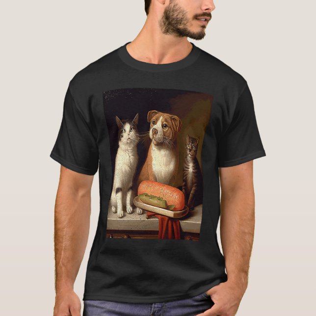 Katt Gris Korv T Shirt (Framsida)