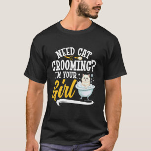 Katt Groomer Kvinna Kattunge Stylist Katt Tvätt Fu T Shirt