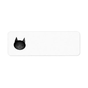 Katt. Gullig svart kitty. Returadress Etikett